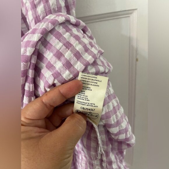 Free People Zinnia Maxi Dress In Violet Combo Size L purple Gingham - Picture 6 of 10